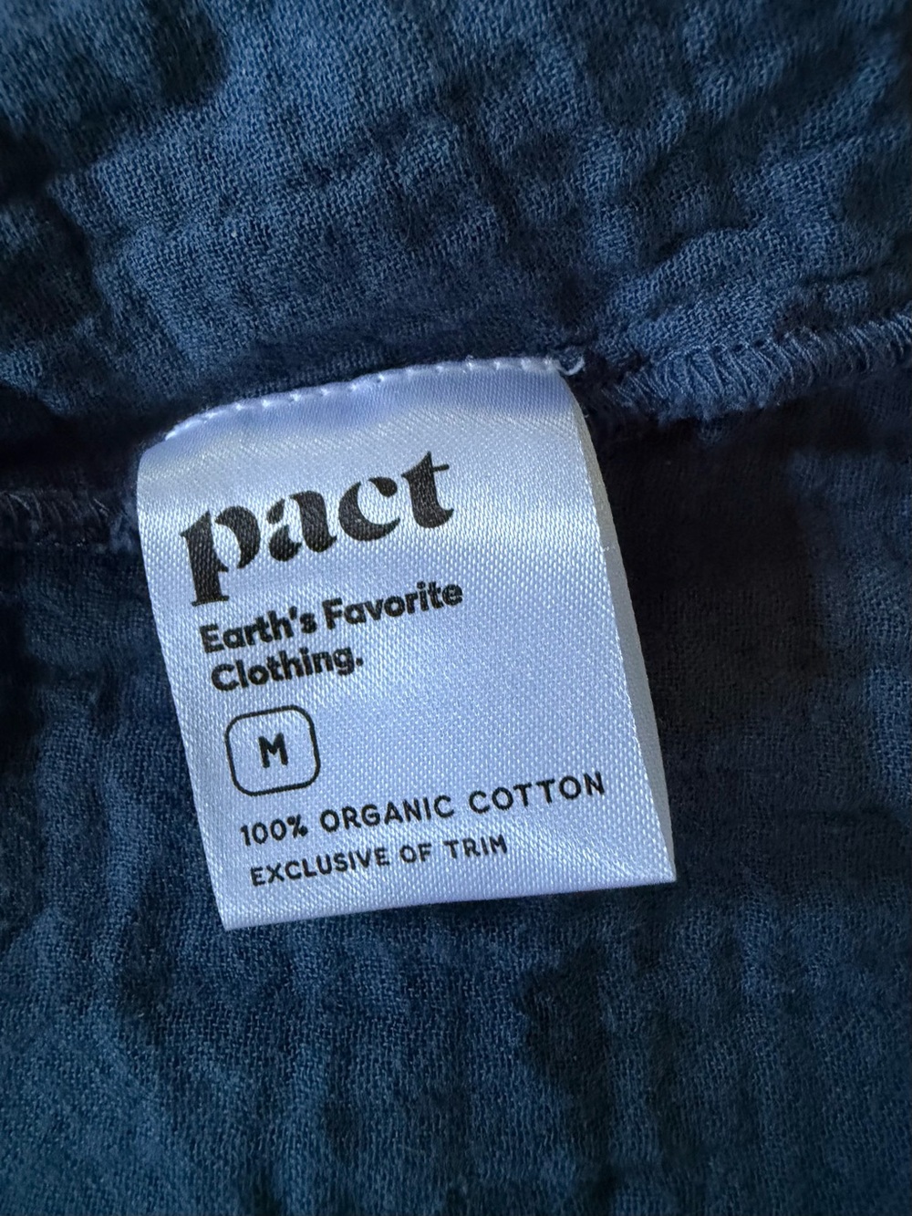Pact Coastal Double Gauze Organic Boho Midi Dress Navy Blue Medium - Picture 7 of 7